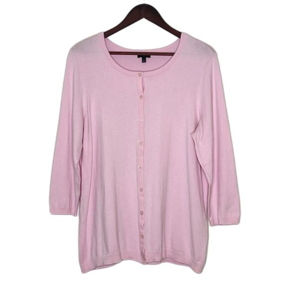 Talbots Plus Three Quarter Sleeve Button Up Light Pink Sweater Cardigan - Picture 1 of 4